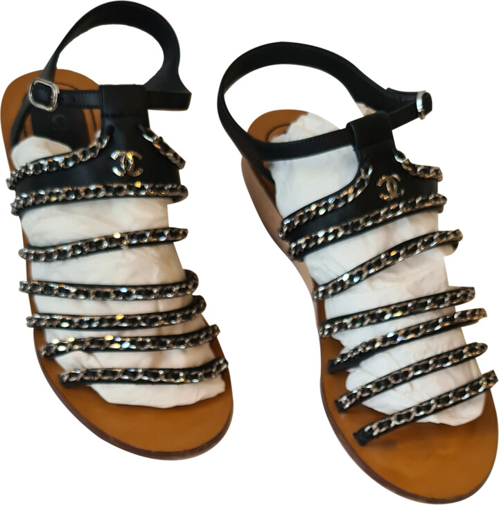 Dad sandals leather sandal Chanel Silver size 37 EU in Leather
