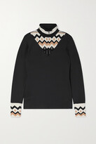 Thumbnail for your product : Bogner Allegra Intarsia-knit And Jersey Turtleneck Top - Black