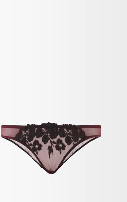 Agent Provocateur Elmina Floral-embroidered Briefs - Red Multi