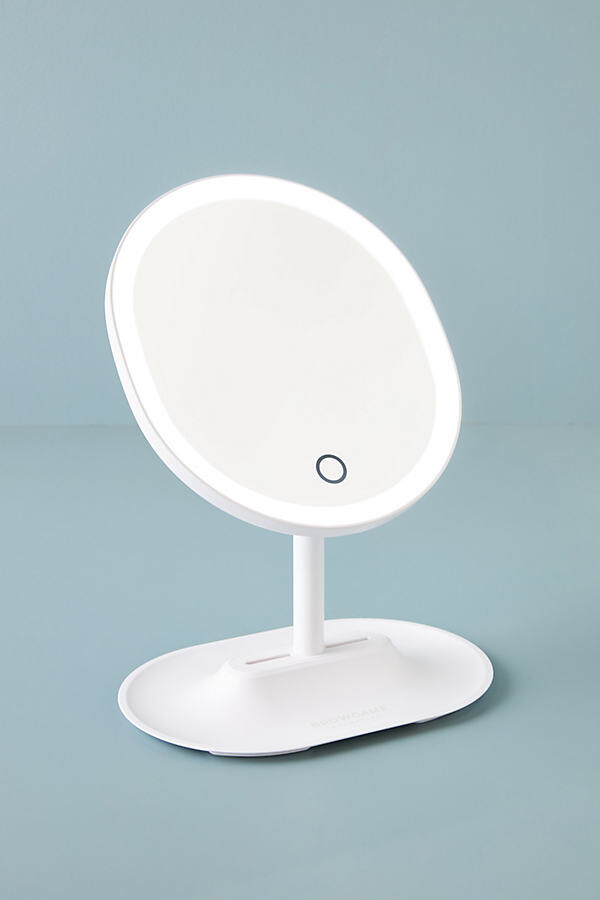 White Vanity Mirror The World S, Gala Xl Led Lighted Vanity Mirror With Storage