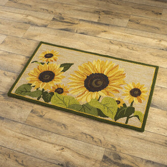 Floor Mat, Blue Floor Mat Sunflowers & Hydrangeas Anti Fatigue Mat