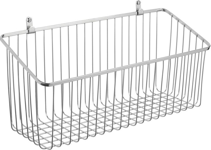 mDesign Metal Wall Mount Hanging Basket Bin for Home Storage, Large