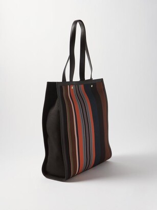 Paul Smith Stripe Leather Tote Bag Black Paul Smith Striped Canvas