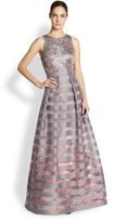 Thumbnail for your product : Kay Unger Sequin-Top Striped Gown