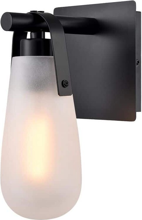 CLAXY 9.45 in. 1 light Black Modern Wall Sconce with Glass Shade