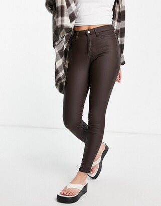 Topshop jamie jeans in brown coated denim - ShopStyle