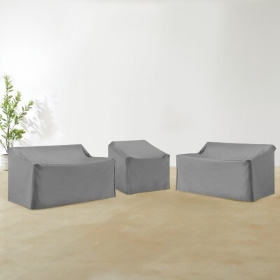 Crosley Furniture 2 Outdoor Loveseats and Lounge Chair Furniture Cover
