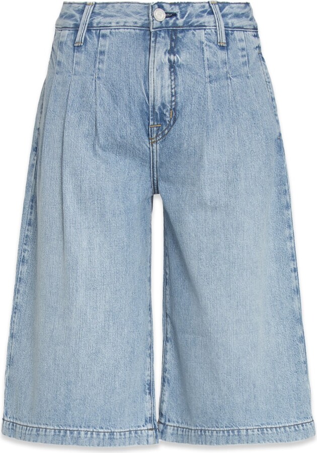 Noend Denim Blue Sadie Pleated Jorts In Cocoa Beach