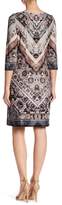Thumbnail for your product : London Times 3/4 Sleeve Print Shift Dress