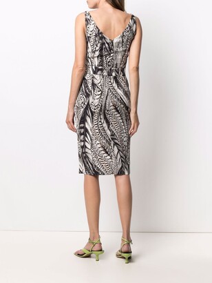 Roberto Cavalli Feather-Print Dress