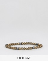 Thumbnail for your product : Seven London Fleur De Lys Beaded Bracelet In Green Exclusive To ASOS