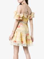 Thumbnail for your product : Zimmermann Jaya wave bodice halterneck cotton linen-blend dress