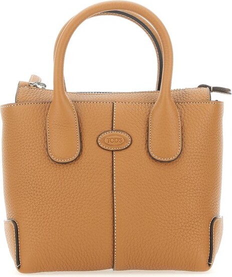 Tod's - T Timeless Shopping Bag in Leather and Fabric Mini, GREEN,ORANGE,BEIGE, - Bags