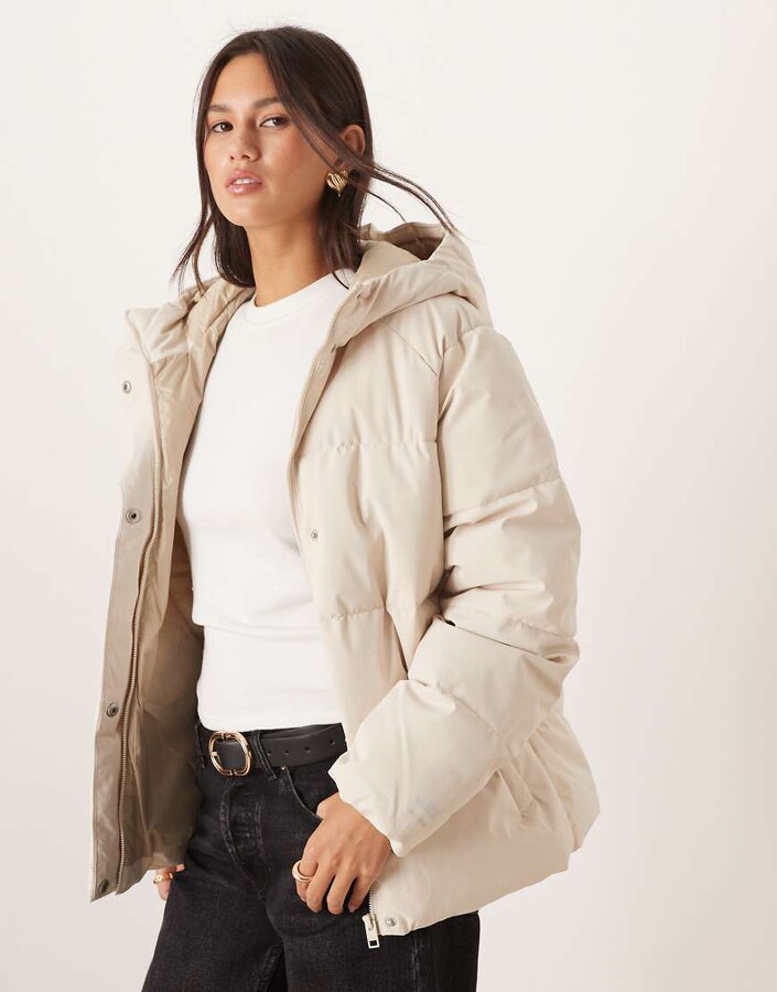 JJXX hooded puffer jacket in cream