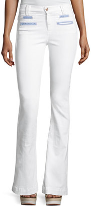 7 For All Mankind Tailored Chambray-Trim Trouser, White