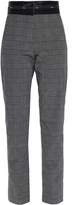 Thumbnail for your product : MSGM Cropped Velvet-trimmed Checked Cotton-blend Tapered Pants