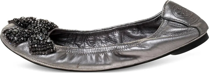 Tory Burch Pre-Owned Beaded-Bow Ballet Flats