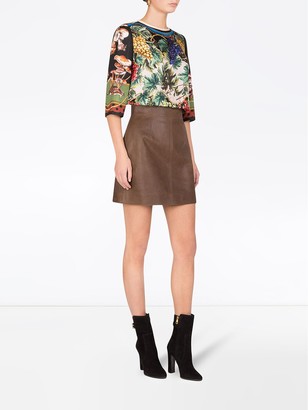 Dolce & Gabbana High-Waisted Leather Mini-Skirt