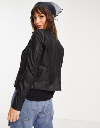 Y.A.S Sophie soft leather jacket in black - ShopStyle