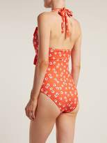 Thumbnail for your product : Ganni Columbine Floral Print Swimsuit - Womens - Red Multi