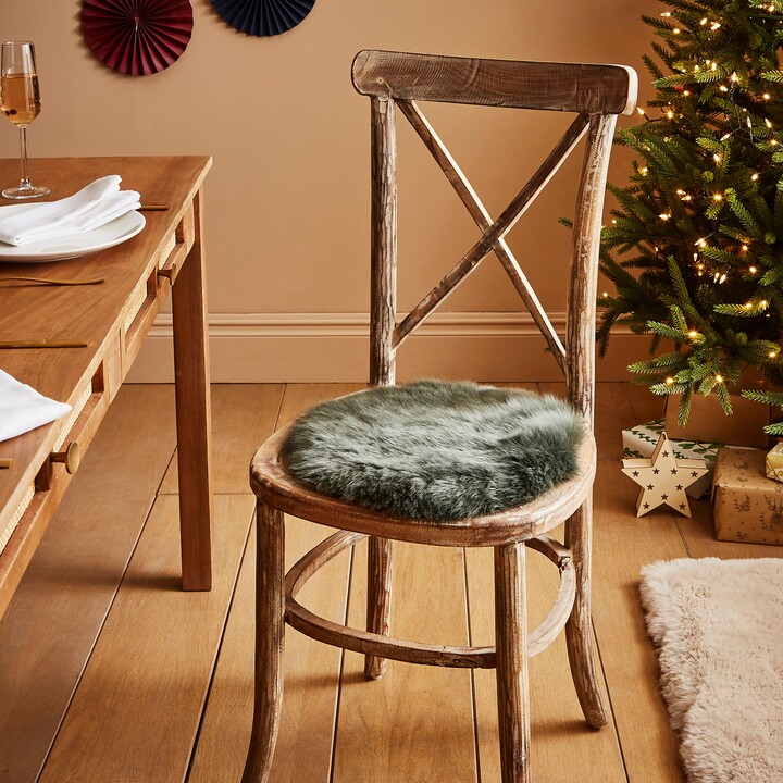 Dunelm Round Sheepskin Seat Pad Green ShopStyle Living Room