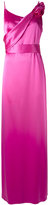 Lanvin - robe longue à fleur brodé - women - Polyester/Triacétate/Laiton/glass - 38