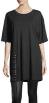 Thumbnail for your product : KENDALL + KYLIE Lace-Up Crewneck Oversized Cotton Tee
