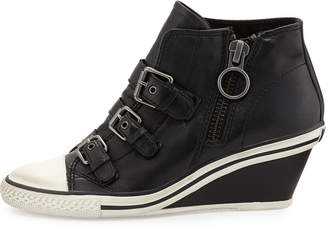 Ash Gin Bis Buckled Leather Wedge Sneaker