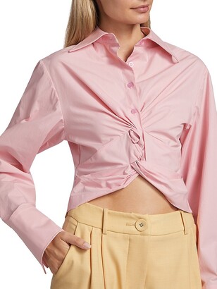ANNA QUAN Jade Stretch Cotton Button-Front Shirt