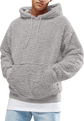 FUERI Mens Sherpa Hoodie Fluffy Hooded Sweatshirt Jumper Teddy Fleece Fuzzy  Plush Kangaroo Pocket Winter Pullover Outerwear - ShopStyle