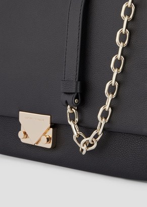 Emporio Armani Bag In Hammered Leather With Chain Strap