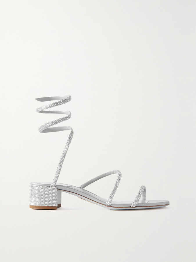 Rene Caovilla Cleo Crystal-embellished Satin Sandals - Silver
