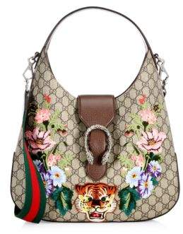 Gucci Embroidered GG Supreme Hobo Bag