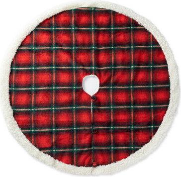 Glitzhome Christmas Tree Skirt Plaid Tree Skirt