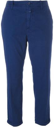 Closed turn-up hem cropped trousers