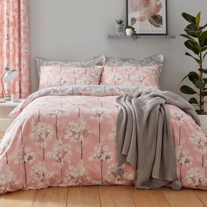 Dunelm Erin Blush & Grey Reversible Duvet Cover and Pillowcase Set Pink ShopStyle