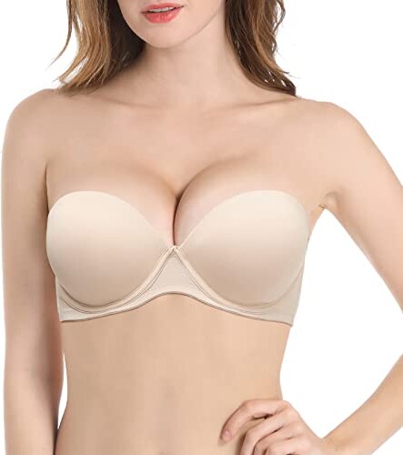 PaZo Strapless Backless Push Up Bras Clear Straps Demi Cup for Women Padded  Convertible Invisible Straps Underwire Bra Add 2 Cup - ShopStyle