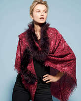 Thumbnail for your product : Sofia Cashmere Snake-Print Shawl with Fox Fur Trim