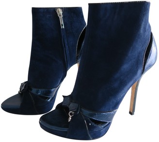 Christian Dior Glam Piercing Blue Suede Ankle boots