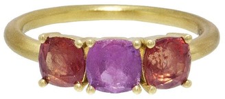 Irene Neuwirth One-Of-A-Kind 2.04 Carat Multi-Pink Sapphire Trio Yellow Gold Ring