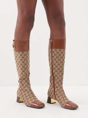 ダウンジャケット・コート Ellis GG-Monogram Canvas Knee-High Boots Gucci Ellis GG-Monogram Canvas Knee-High Boots - Runway Catalog
