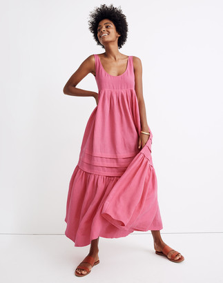 Madewell Solid & Striped Linen Tiered Cover-Up Maxi Tank Dress - ShopStyle