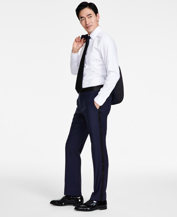 Brooks Brothers B by Men's Classic-Fit Stretch Solid Tuxedo Suit Separates Pant