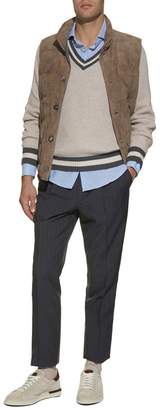 Brunello Cucinelli Stripe Trim V-Neck Sweater