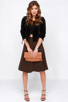 Thumbnail for your product : Ya Jump in the Line Black and Brown Striped Midi Skirt