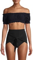 Thumbnail for your product : Norma Kamali Jose Off-The-Shoulder Shirred Bikini Top