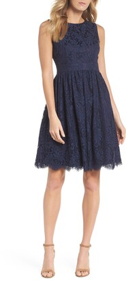 Eliza J Sleeveless Lace Fit & Flare Dress