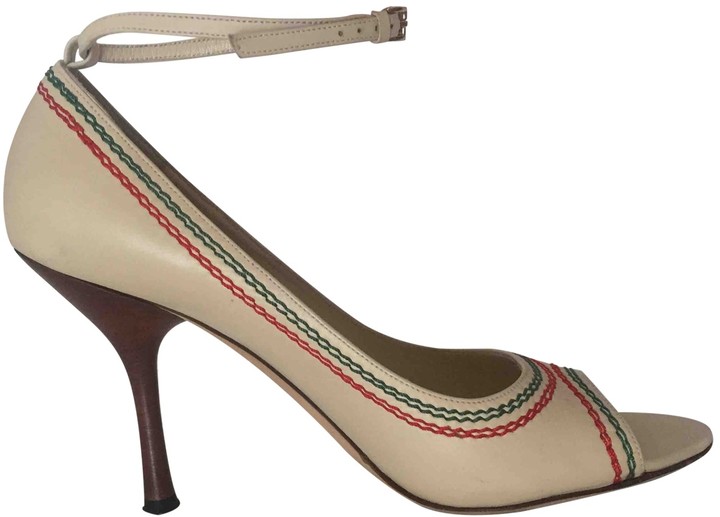 gucci white leather sandal