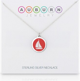 Auburn Jewelry Sailboat Pendant Necklace in Sterling Silver and Enamel, 16" + 2" Extender
