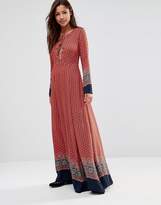 Thumbnail for your product : Glamorous Long Sleeve Printed Lace Up Maxi Dress
